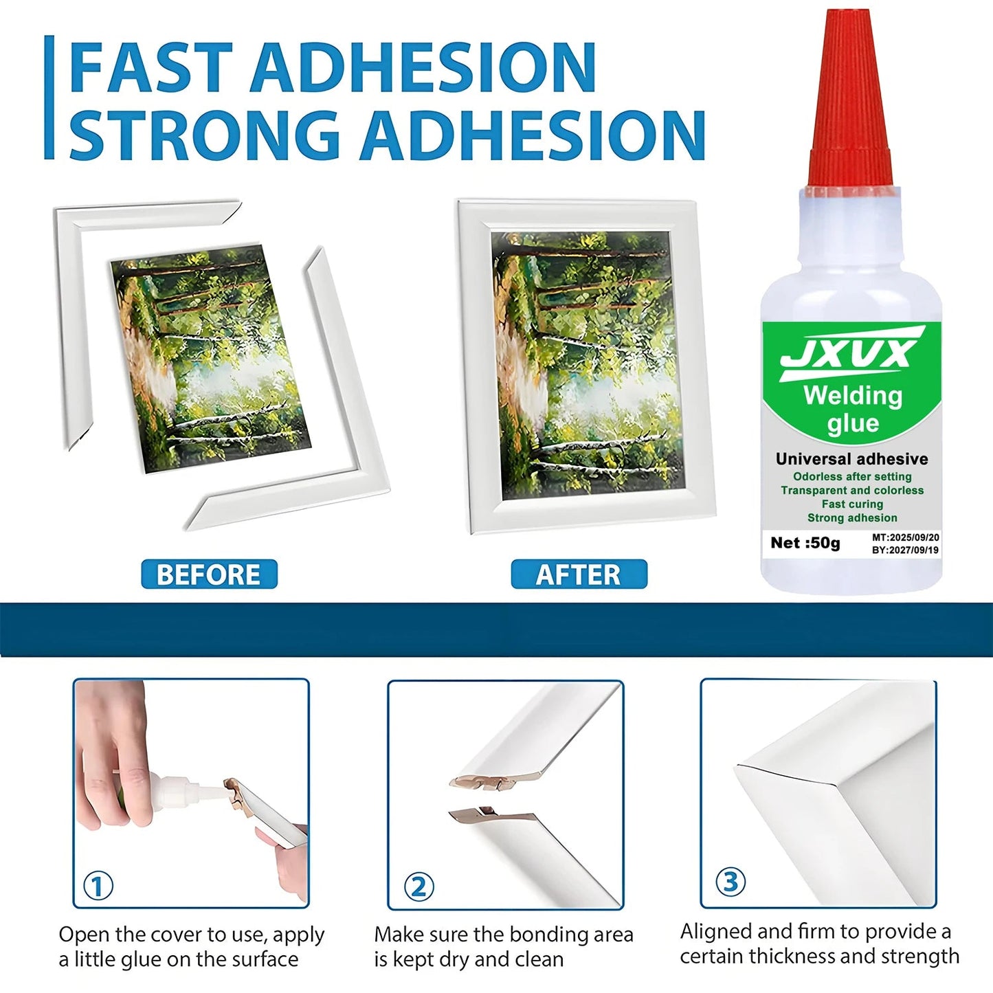 JXVX 50g Welding High Strength Oily Glue - Universal Superglue Mighty Instant Glue for Resin Ceramic Metal Glass Elk-Valley 3D
