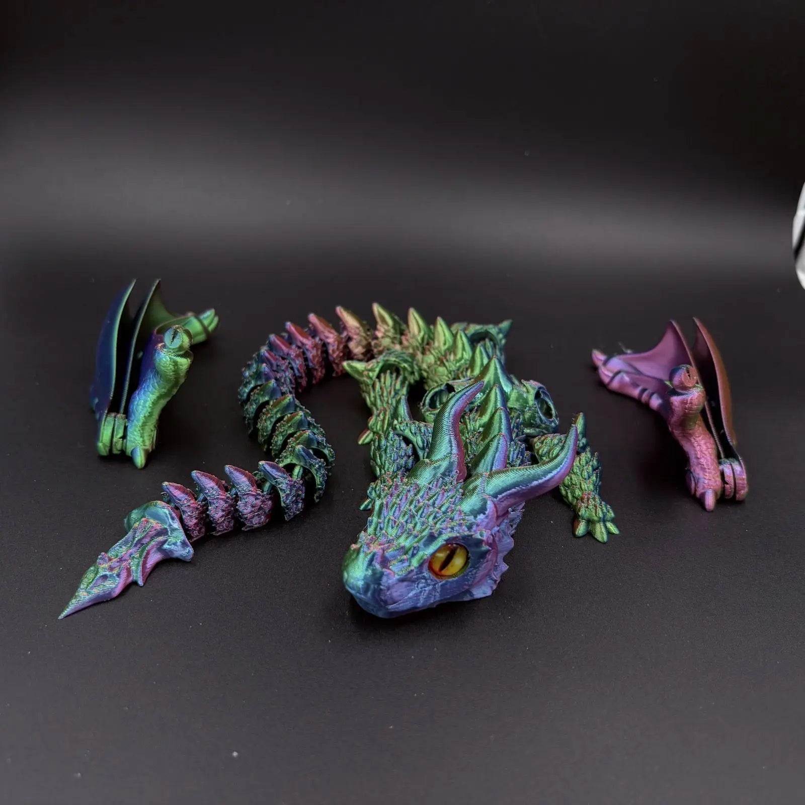 22-30CM 3D Printed Simulated Eyes Flying Dragon Baby Ornaments Joints Can Move Dragon Rockery Fish Tank Landscaping Decoration Elk-Valley 3D