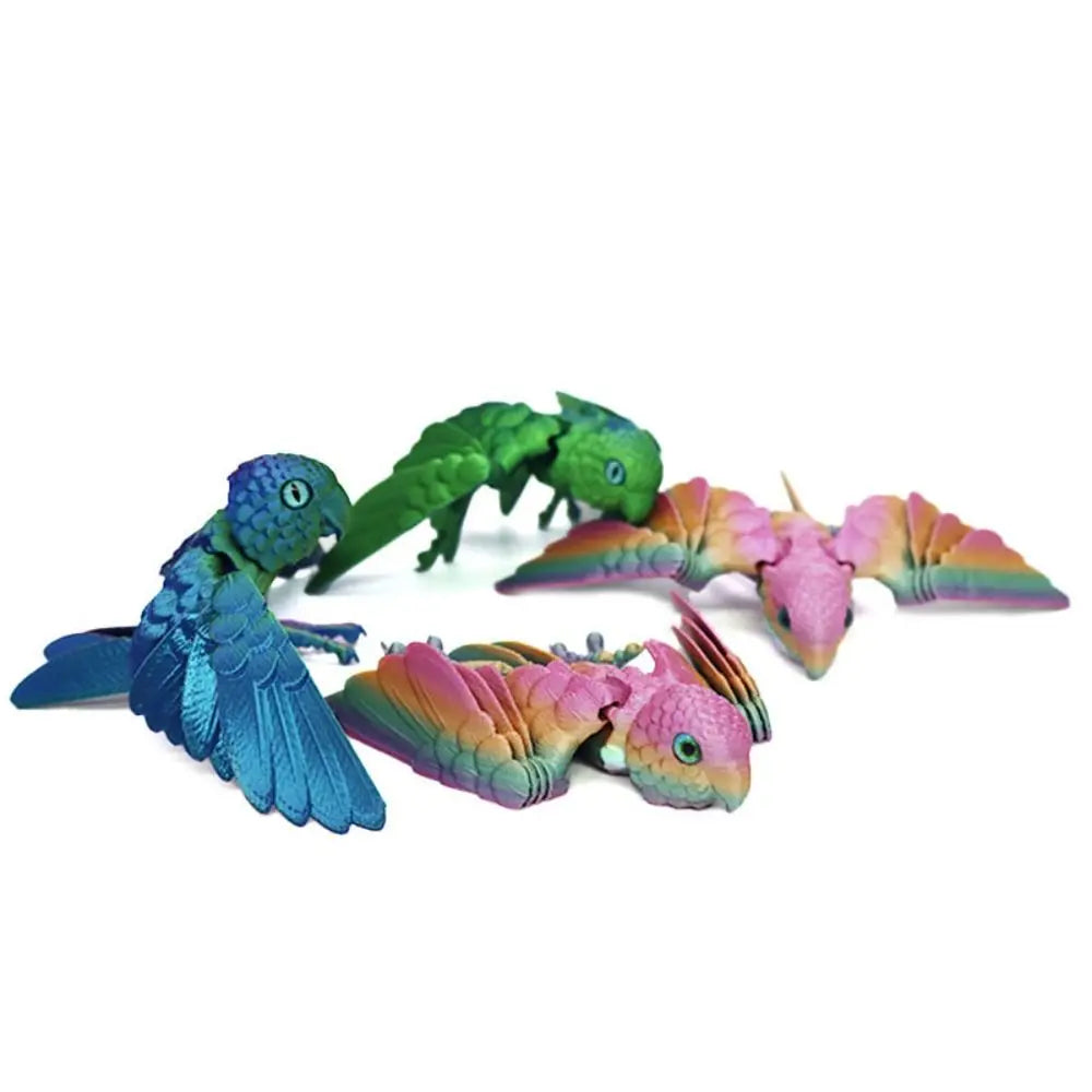 Simulated Eye 3D Printed Parrot Model Flexible Animal Sparkling 3D Printed Parrot Animal Poseable Joints Laser Elk-Valley 3D