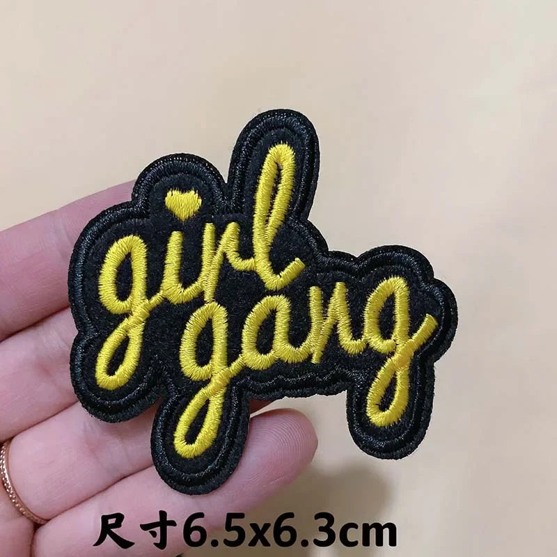 5PCS/ Text Clothing Stickers Fabric Applique Embroidery Iron On Patches,Punk Rock Music Band Badges Clothes Striped Sewing Patch Elk-Valley 3D