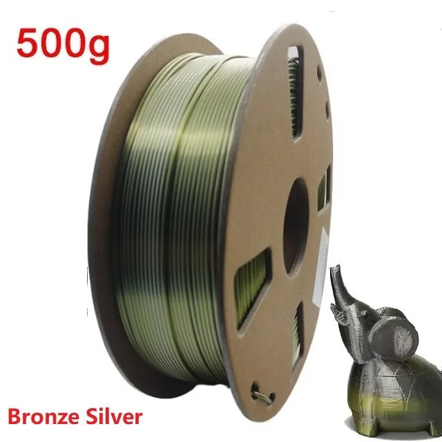 Dual Color Filament Silk PLA 1.75mm 1kg 500g 250g 3D Printer Plastic Material Two Colors Filament PLA Black Red Green Bundle New Elk-Valley 3D