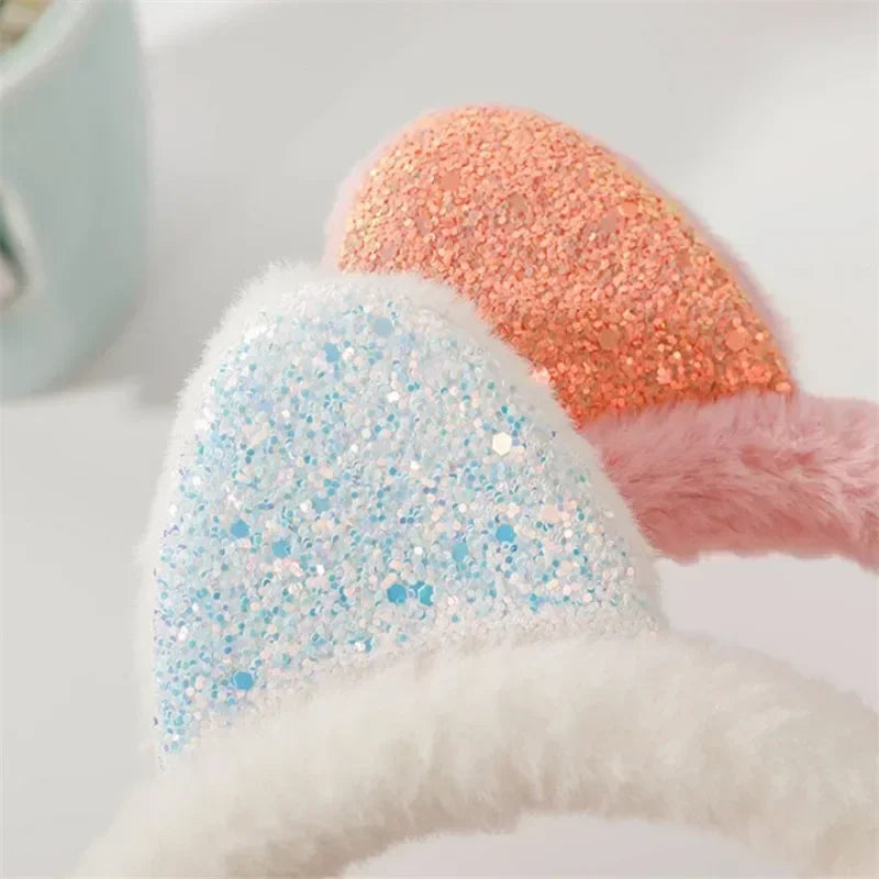 Winter Warm Cat Ear Warmers Glitter Ears Plush Earmuffs for Women Playful Girls Ear Muffs Cold Protection Warm Hot Elk-Valley 3D