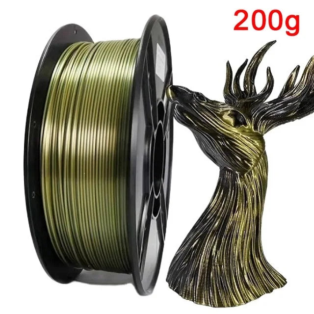 200G Dual Color Filament Silk PLA 1.75mm FDM 3D Printer Plastic Material Shiny Filament PLA Multicolor Black Red Blue Gold Elk-Valley 3D