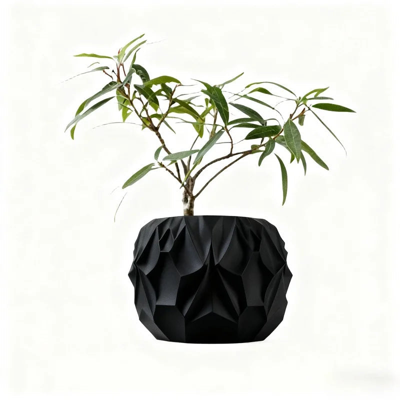 Eco-Friendly 3D Printed Flower Pot Rhombus Line Texture Square Style Artistic Home Decor maceta Elk-Valley 3D