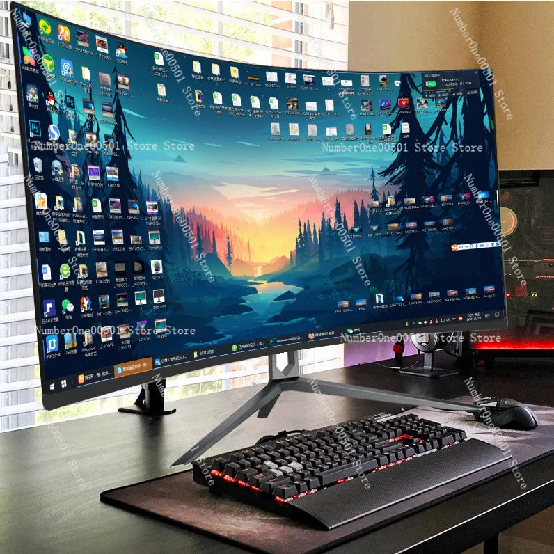 FHD Eye Protection 32 Inch LCD Monitor Flat Curved Optional Office Gaming Large Screen Elk-Valley 3D