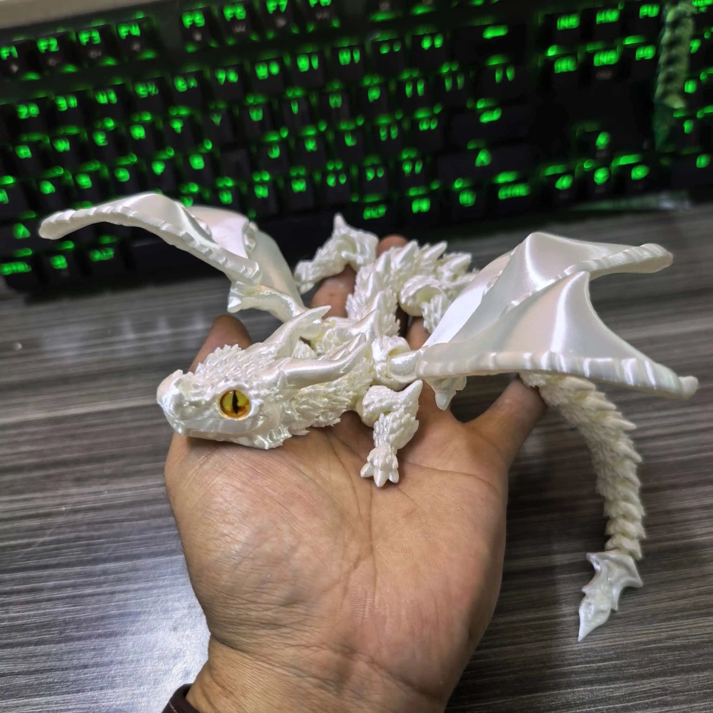 22-30CM 3D Printed Simulated Eyes Flying Dragon Baby Ornaments Joints Can Move Dragon Rockery Fish Tank Landscaping Decoration Elk-Valley 3D