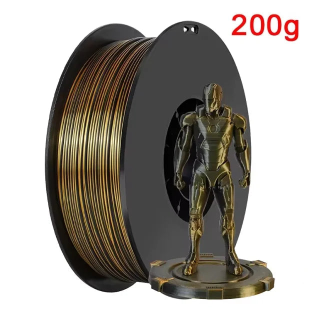 200G Dual Color Filament Silk PLA 1.75mm FDM 3D Printer Plastic Material Shiny Filament PLA Multicolor Black Red Blue Gold Elk-Valley 3D