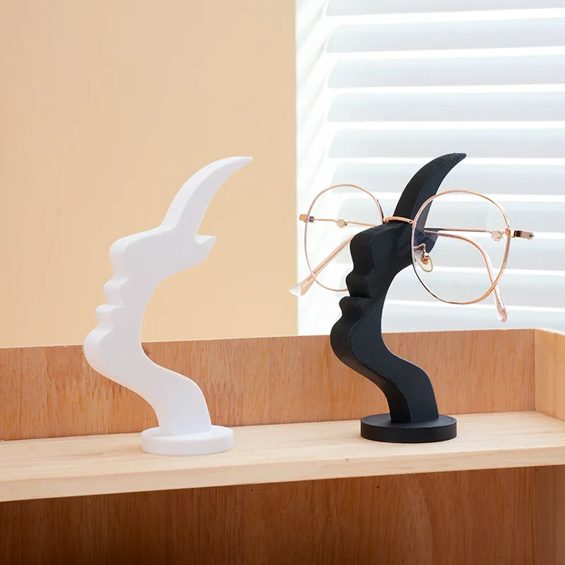2Pc Creative Side Face Shaped Eyeglass Holder Stand 3D Printed for Glasses Storage Rack Fun Practical Desktop Art Decor Ornament Elk-Valley 3D