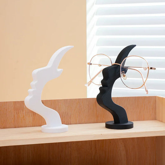 2Pc Creative Side Face Shaped Eyeglass Holder Stand 3D Printed for Glasses Storage Rack Fun Practical Desktop Art Decor Ornament Elk-Valley 3D