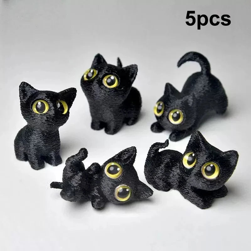 3D Printed Cat Ornament with Large Eyes Miniature Statue Miniature Adorable Kitten Micro-Scenery Craft Desktop Decoration