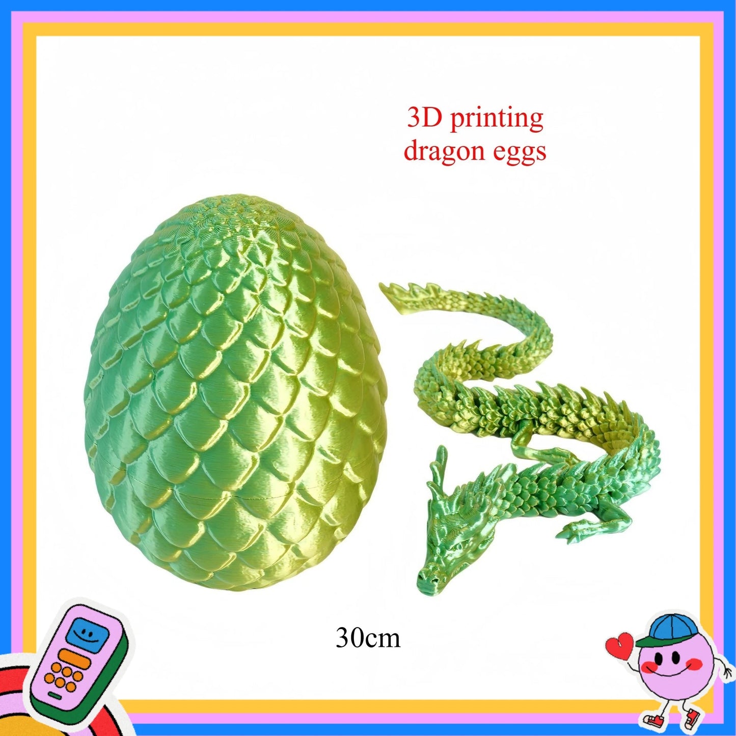 3D Printed Dragon Eggs, Containing Little Dragons, Easter 3D Movable Eggs, Stress-Relieving Toys, Surprise Printed Animal Toys Elk-Valley 3D