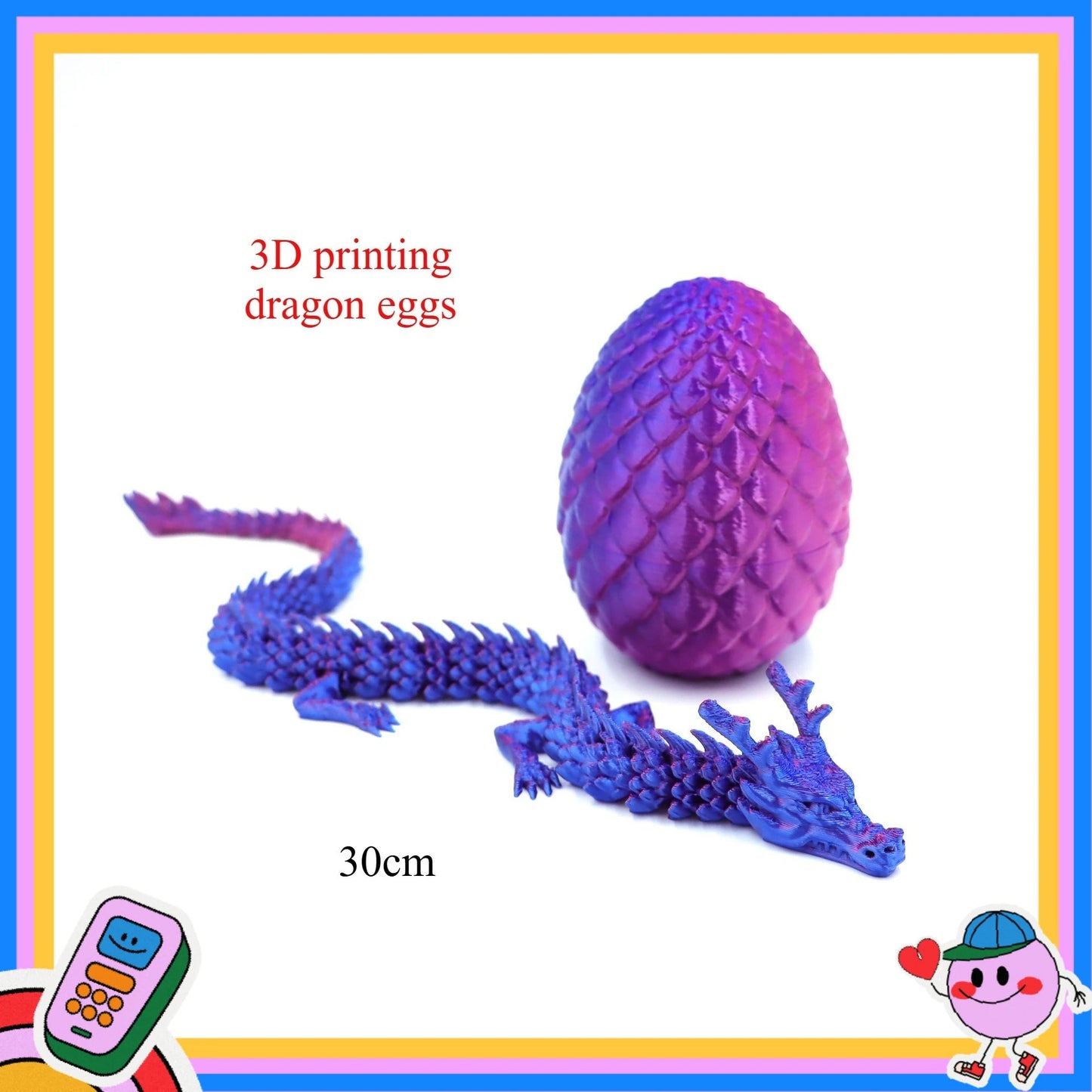 3D Printed Dragon Eggs, Containing Little Dragons, Easter 3D Movable Eggs, Stress-Relieving Toys, Surprise Printed Animal Toys Elk-Valley 3D
