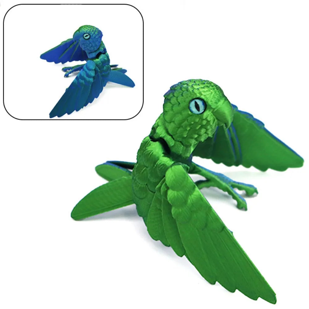 Simulated Eye 3D Printed Parrot Model Flexible Animal Sparkling 3D Printed Parrot Animal Poseable Joints Laser Elk-Valley 3D
