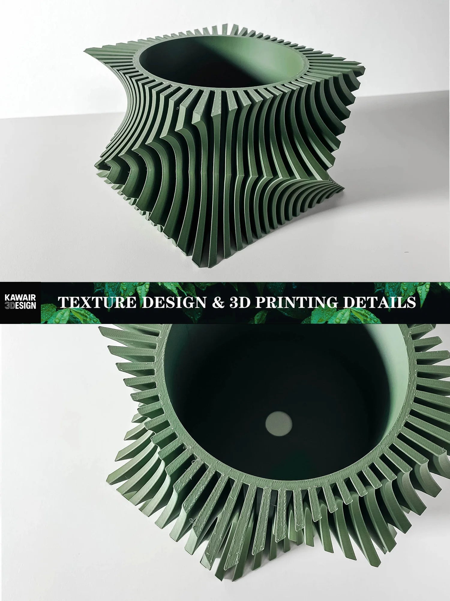 3D Printed Plant Pot Home Use Biodegradable Flower Pot Decorative  Stripe Flower Pot Desktop  Maceteras Decorations Interior Elk-Valley 3D