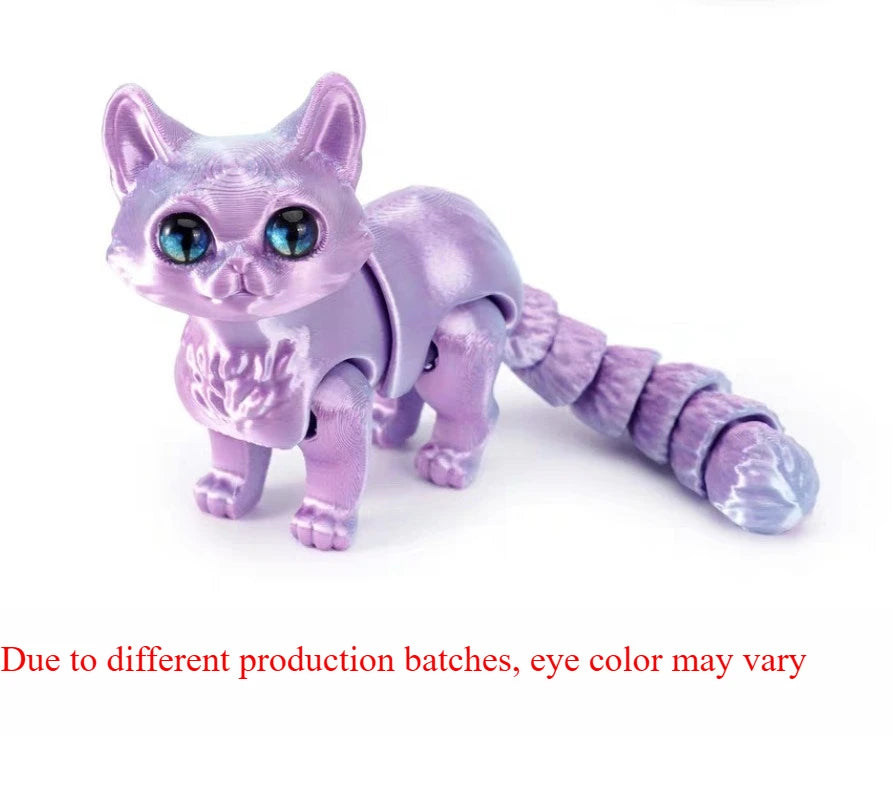 3D printed cat, adult articulated cat toy, 3D printed animal toy stress relief decoration, 3D printed cute cat desktop pet Elk-Valley 3D