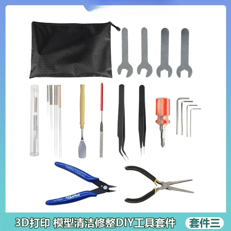 3D printer model DIY tool kit, trimming and sanding, cleaning tool, carving knife, forceps, file, cleaning needle
