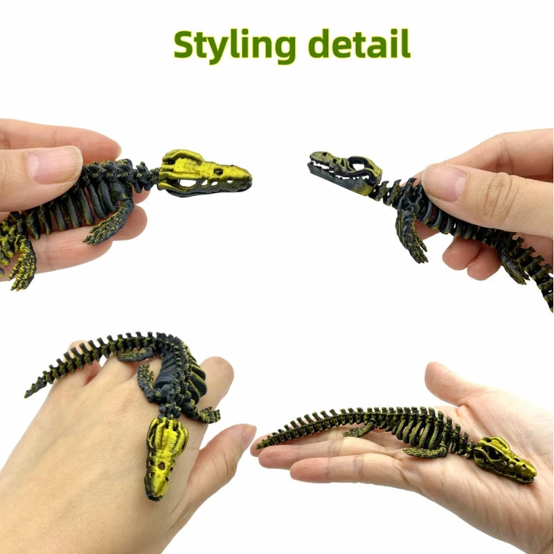 3D printed 3-piece plesiosaur toy figurine, with movable joints, perfect for birthdays, Christmas, Halloween, etc Elk-Valley 3D