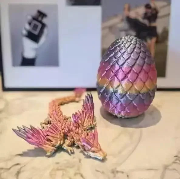 3D Printed Colorful Gem Dragon Figurines Movable Joint Rotatable Articulated Crafts Western Style Miniature Desk Ornament Dragon Elk-Valley 3D