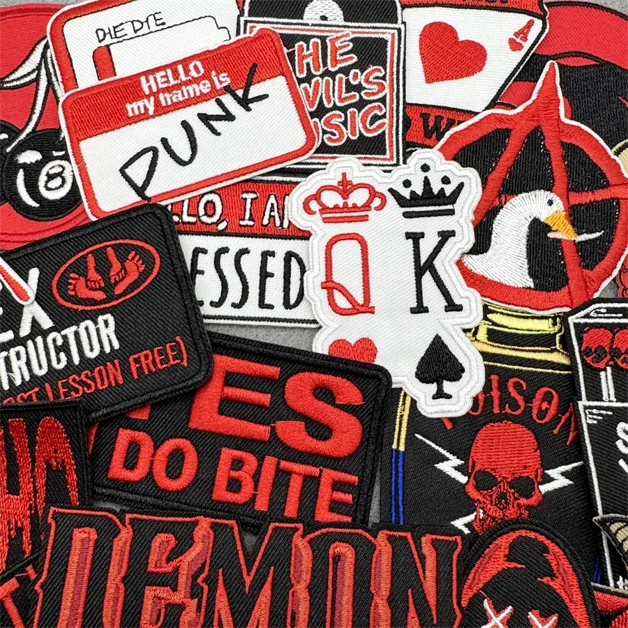 40pcs/lot PUNK Assorted  Iron on Patches Applique for Clothing DIY Embroidery Patches Decoration Stripes Stickers Jean Jacket Elk-Valley 3D