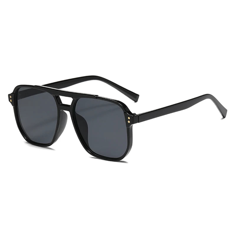 Classic Retro Oversized Pilot Sunglasses Women Vintage Double Bridge Big Oval Sun Shades Glasses Unisex Yellow Lens Eyewear Elk-Valley 3D