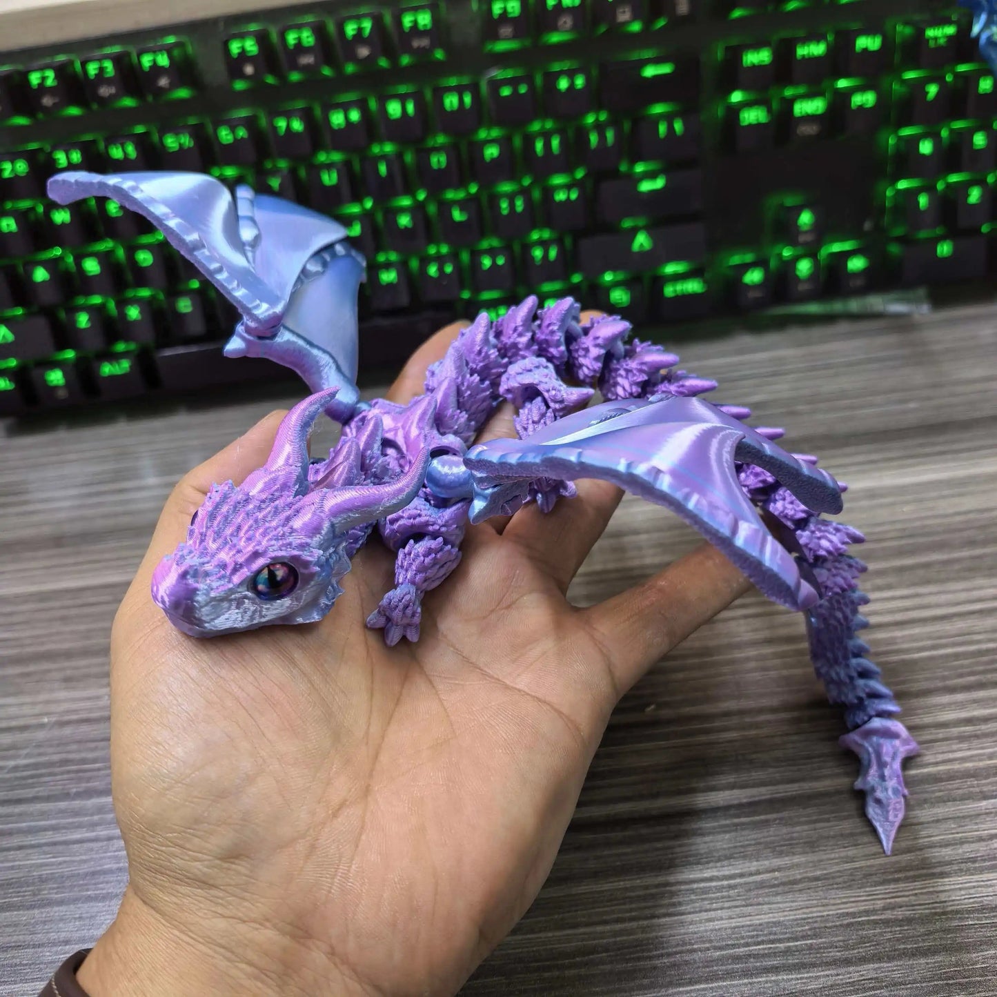 22-30CM 3D Printed Simulated Eyes Flying Dragon Baby Ornaments Joints Can Move Dragon Rockery Fish Tank Landscaping Decoration Elk-Valley 3D
