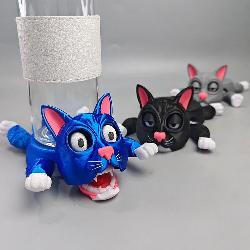 Creative 3D Printed Cat Coaster Funny Panicked Cat Cup Pad Tea Mug Coffee Drinks Holder Office Desktop Home Decoration Ornament Elk-Valley 3D