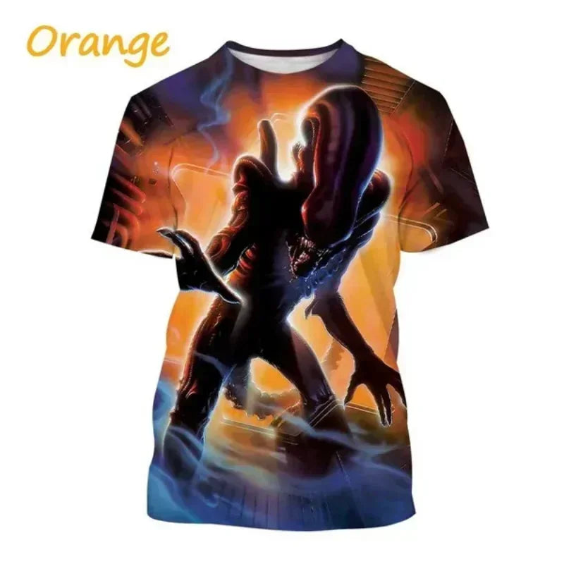 Fashion Men Clothing New Alien Creature 3D Print T-shirt Personalized Casual Oversized T Shirt Harajuku Street Unisex Tops Tees Elk-Valley 3D