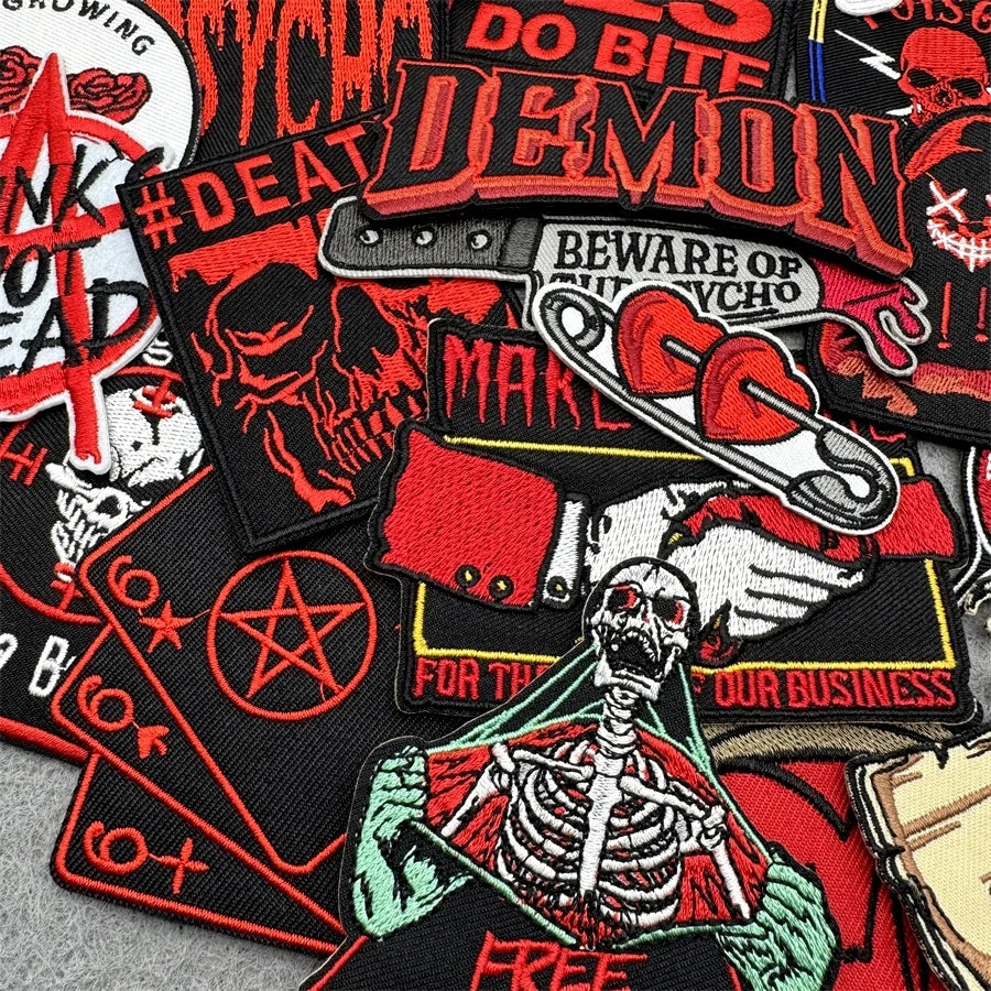40pcs/lot PUNK Assorted  Iron on Patches Applique for Clothing DIY Embroidery Patches Decoration Stripes Stickers Jean Jacket Elk-Valley 3D
