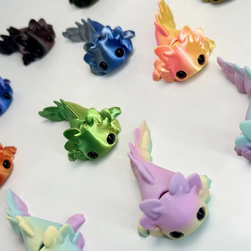 3D Printed Axolotl Fidget Toy, Movable Joint Salamander Figurine, Colorful Articulated Desk Decor Elk-Valley 3D