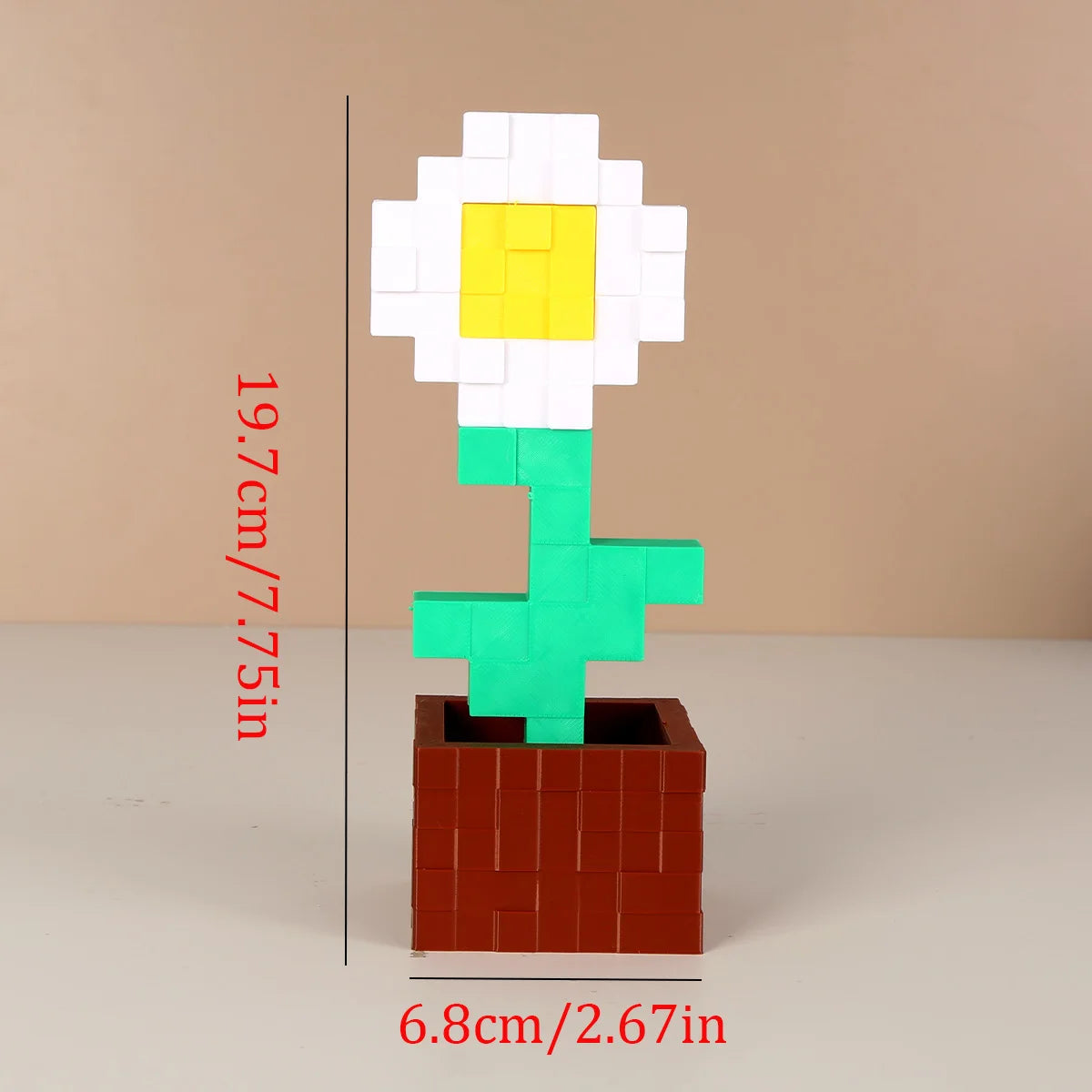 3D Printed Pixel - style Small Flower Decoration - Creative Cube Shape, a New Favorite for Desk Decoration Elk-Valley 3D