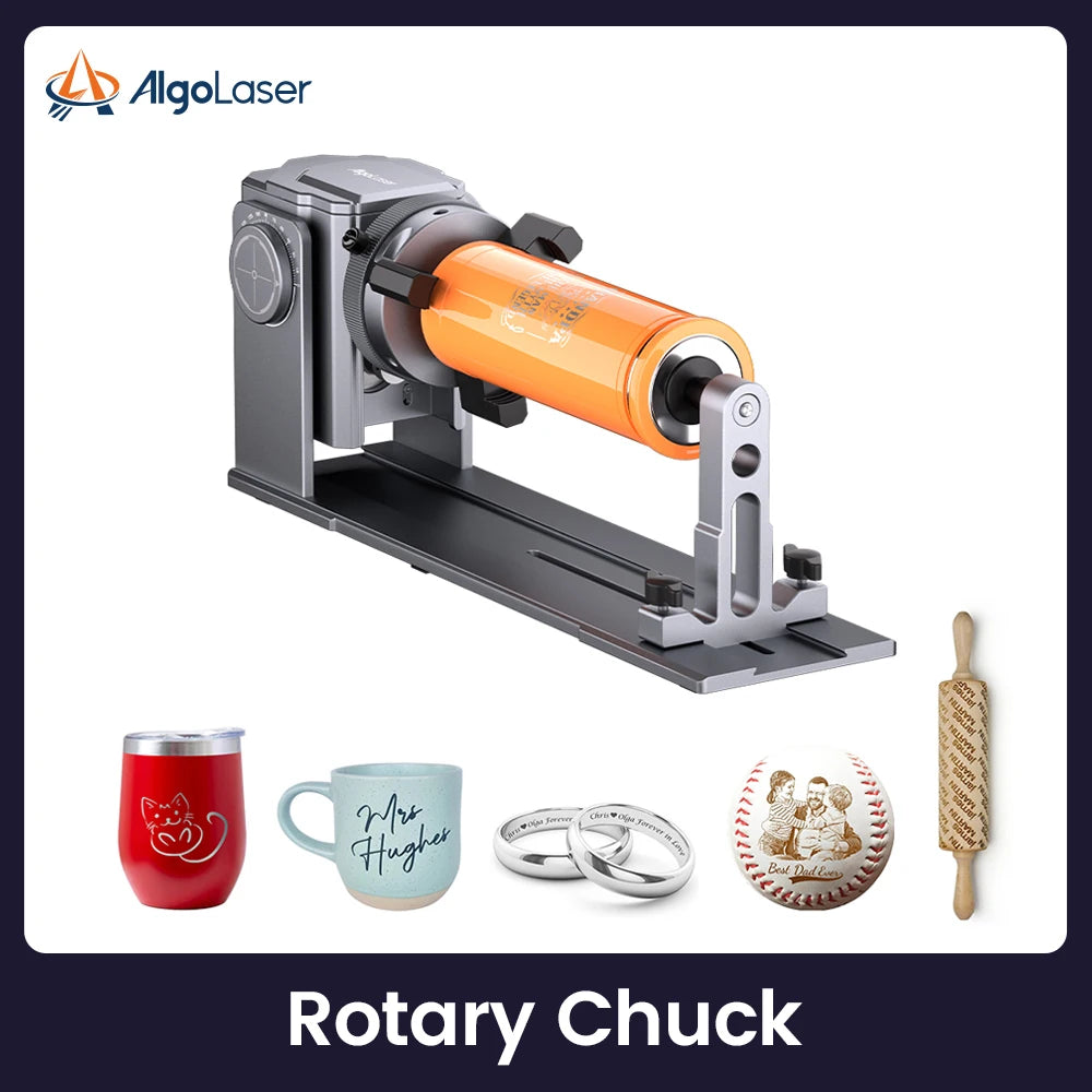 AlgoLaser Multi-function Rotary 4in1 Rotary Kit for Laser Engraver Gripping Cylindrical Rings Spherical Objects Rotary Engraving Elk-Valley 3D