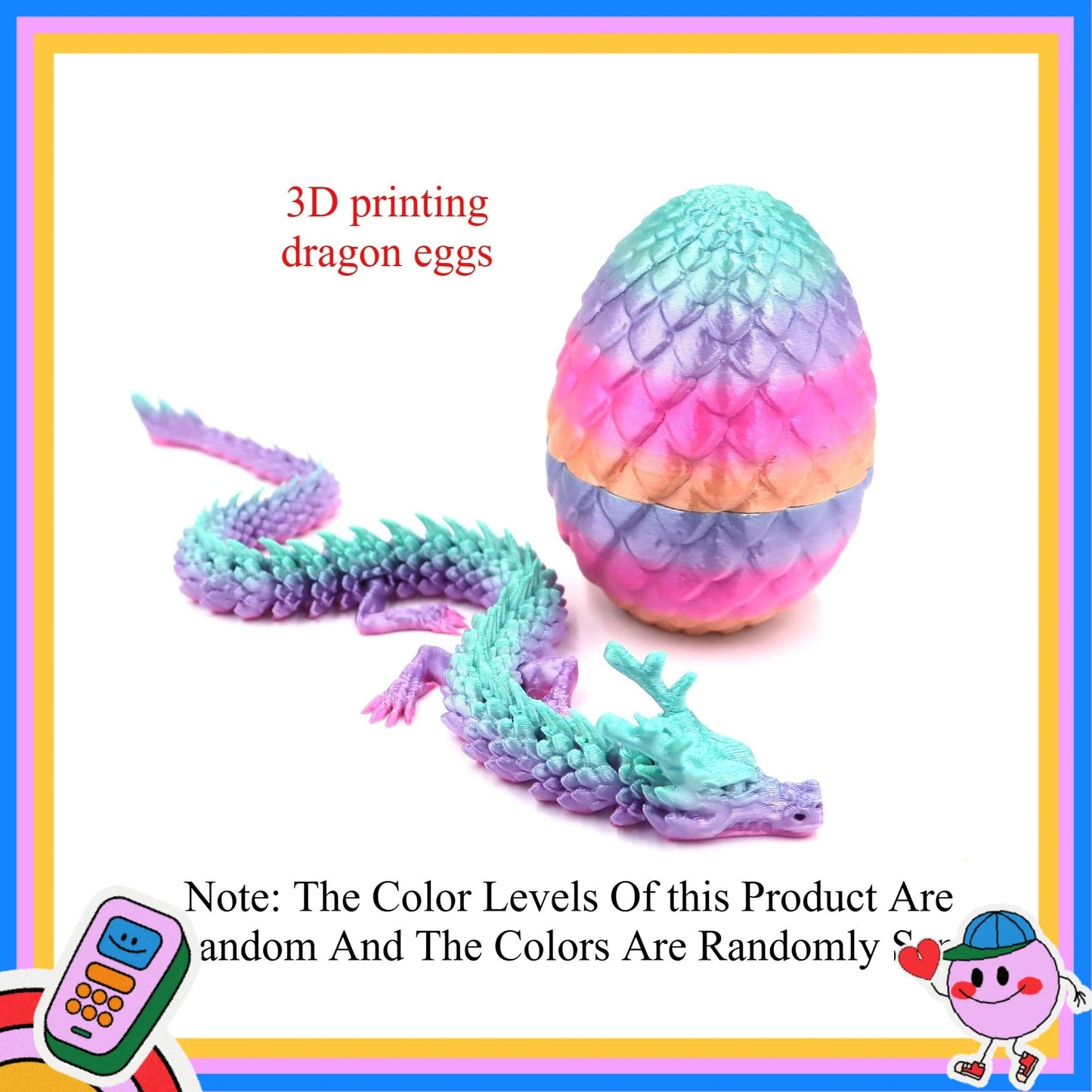 3D Printed Dragon Eggs, Containing Little Dragons, Easter 3D Movable Eggs, Stress-Relieving Toys, Surprise Printed Animal Toys Elk-Valley 3D