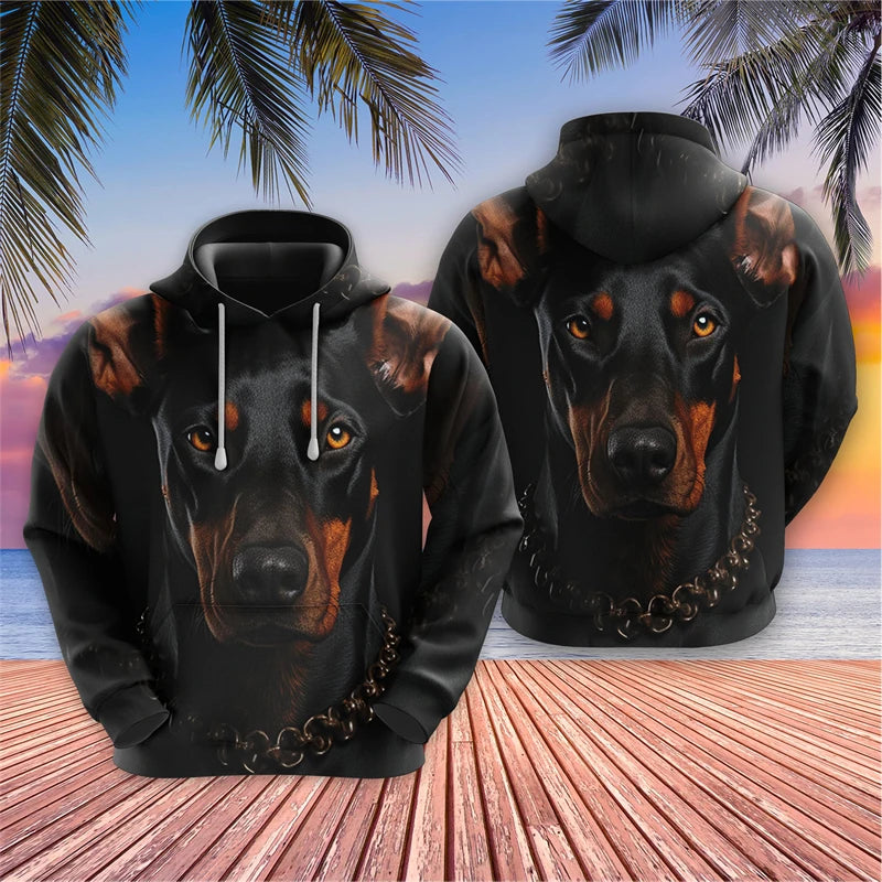 Men's Hoodies Dog Face 3D Printed Tops Autumn Harajuku Fashion Chihuahua Graphic Sweatshirts Pet Pullovers  Casual Animal Tops Elk-Valley 3D