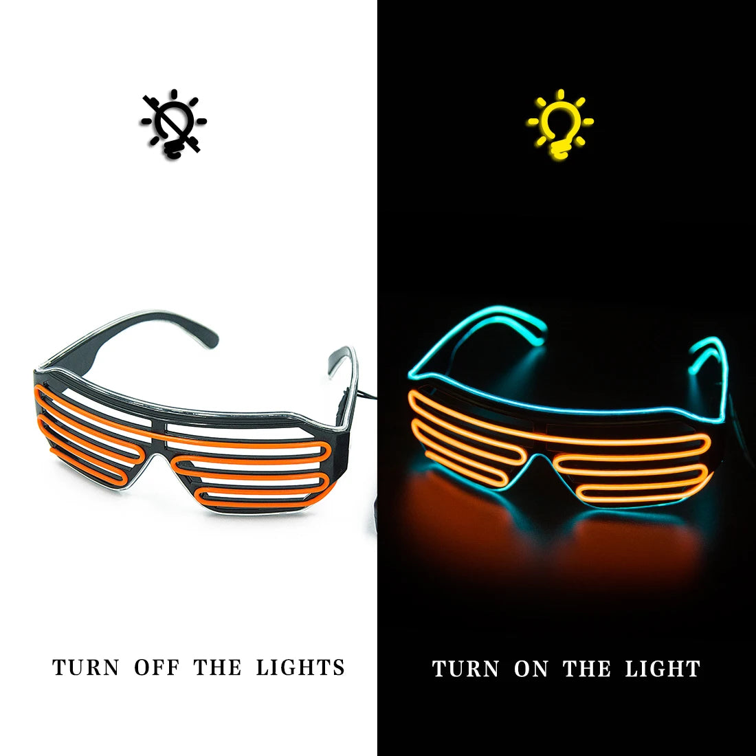 Glowing Glasses LED Gafas Luminous Bril Neon Christmas Glow Sunglasses Flashing Light Glass for Party Supplies Prop Costumes New Elk-Valley 3D
