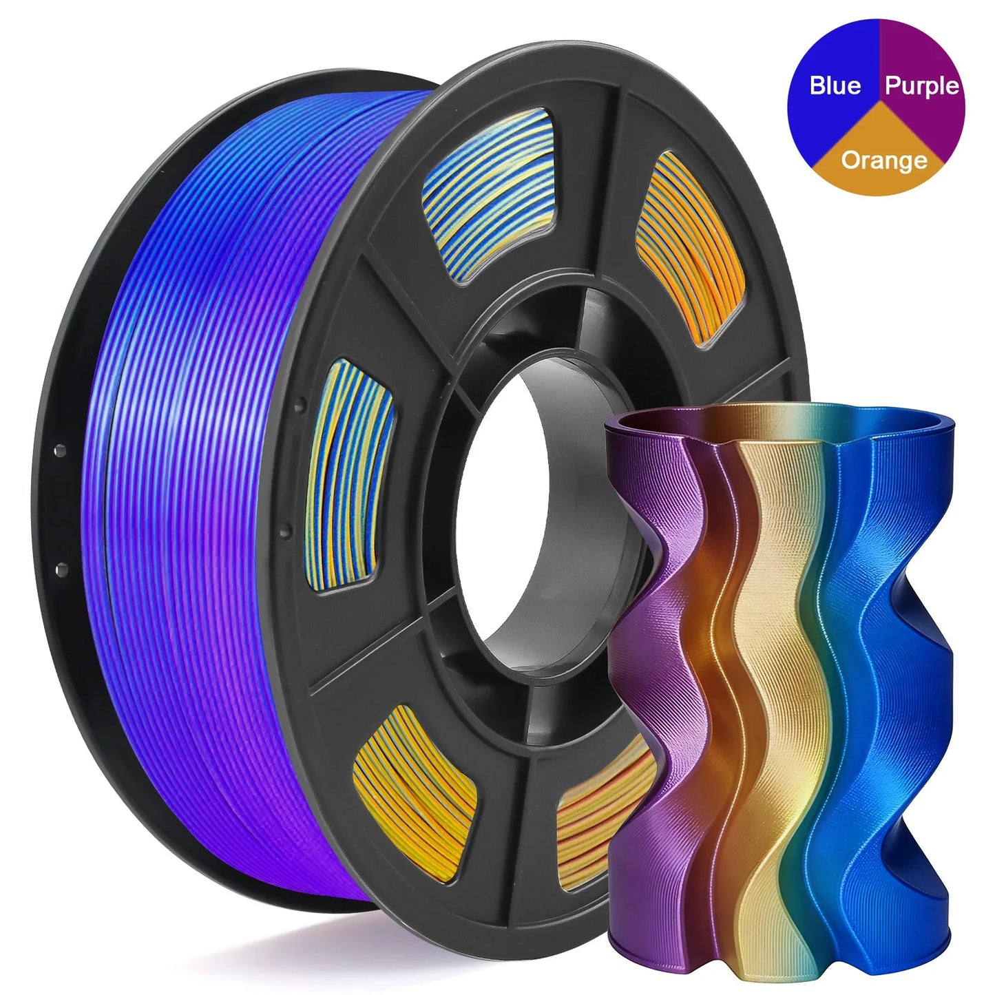 Tricolor Silk PLA 3D Printer Filament 1.75mm 250g(0.55lbs) Spool, High Precision Printing Material for Most FDM 3D Printers Elk-Valley 3D