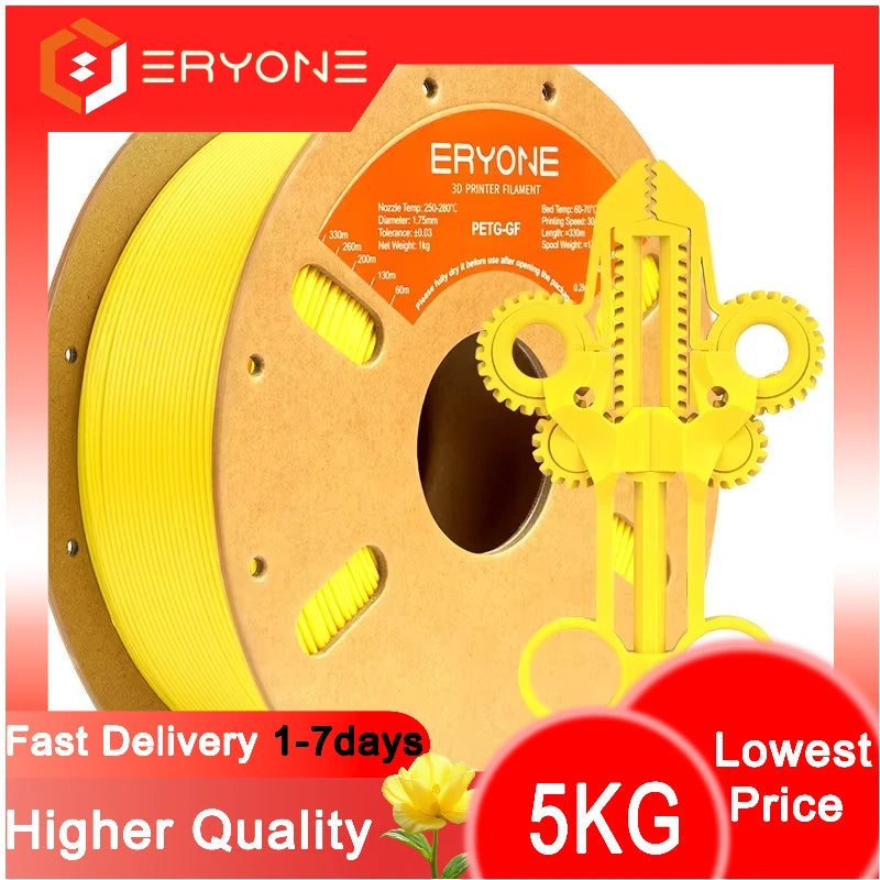 ERYONE 1/5KG  PETG Glass Fiber Filament 1.75mm +/- 0.03mm, 3D Printing Filament PETG GF, 1kg (2.2 LBS)/Spool Elk-Valley 3D