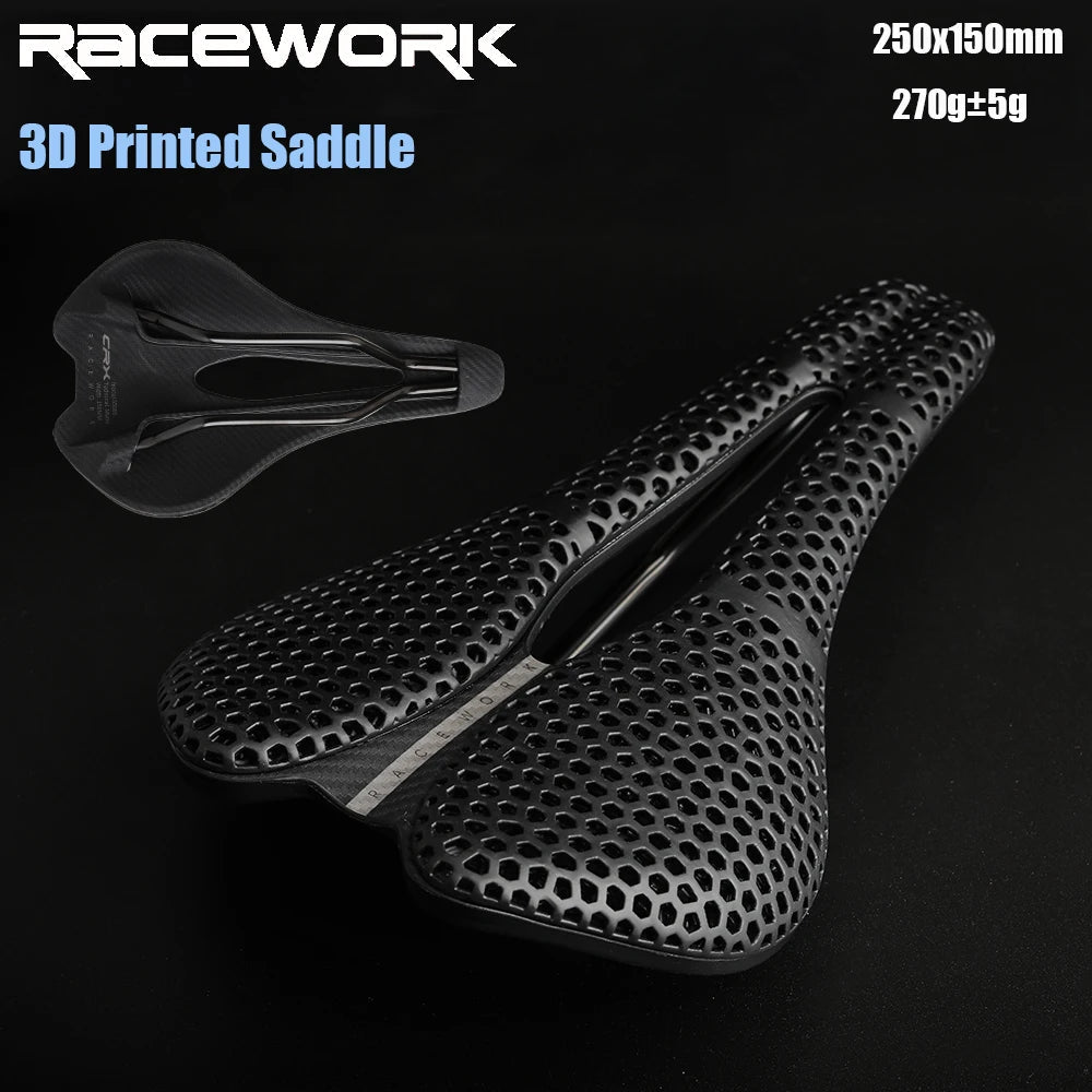RACEWORK 3D Printed Bike Saddle Short Nose 250x150mm For Road MTB Gravel Bicycle Seat Parts Ultralight Breathable Cycling Saddle Elk-Valley 3D