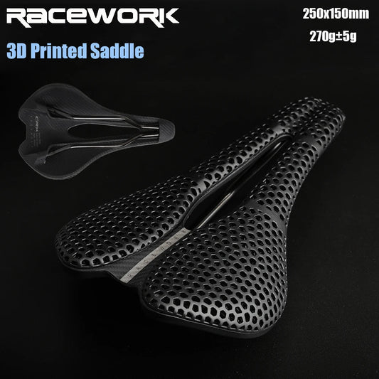 RACEWORK 3D Printed Bike Saddle Short Nose 250x150mm For Road MTB Gravel Bicycle Seat Parts Ultralight Breathable Cycling Saddle Elk-Valley 3D