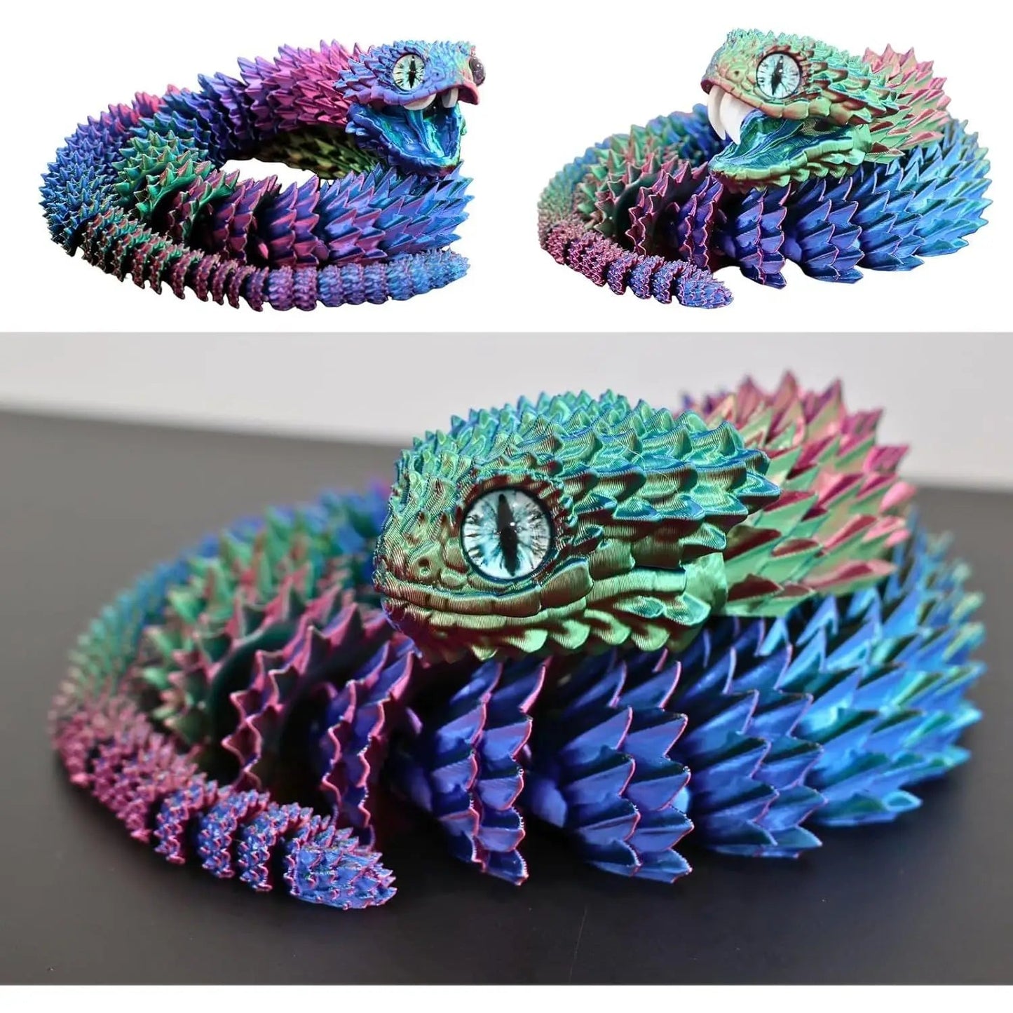 Oversized 35.5 Inch Magical Snake Model 3D Printed with Movable Teeth and Flexible Joints Surprising Stress Relief Gift Elk-Valley 3D