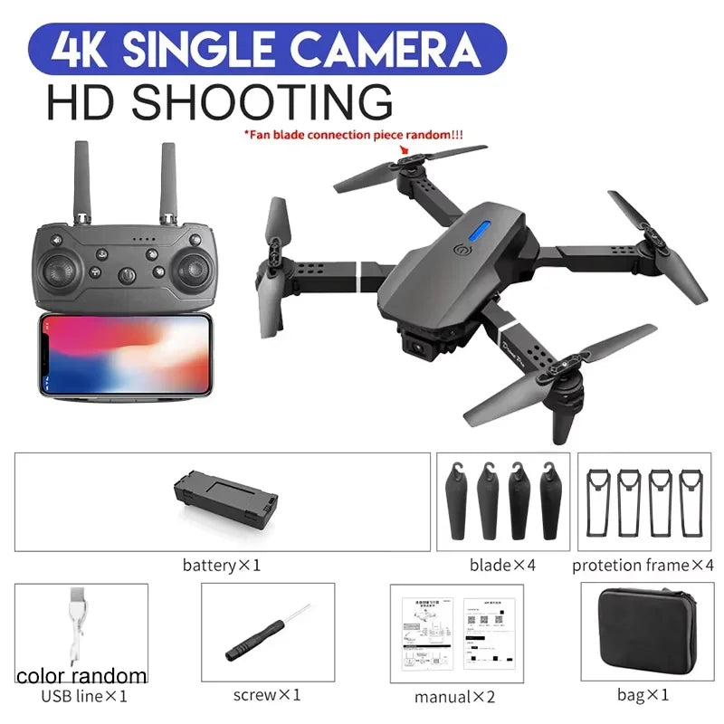 2026 E88 HD 4K RC Drone with Wide Angle Camera Foldable Helicopter Quadcopter Aircraft for Kids Professional Gift Toy by KBDFA Elk-Valley 3D