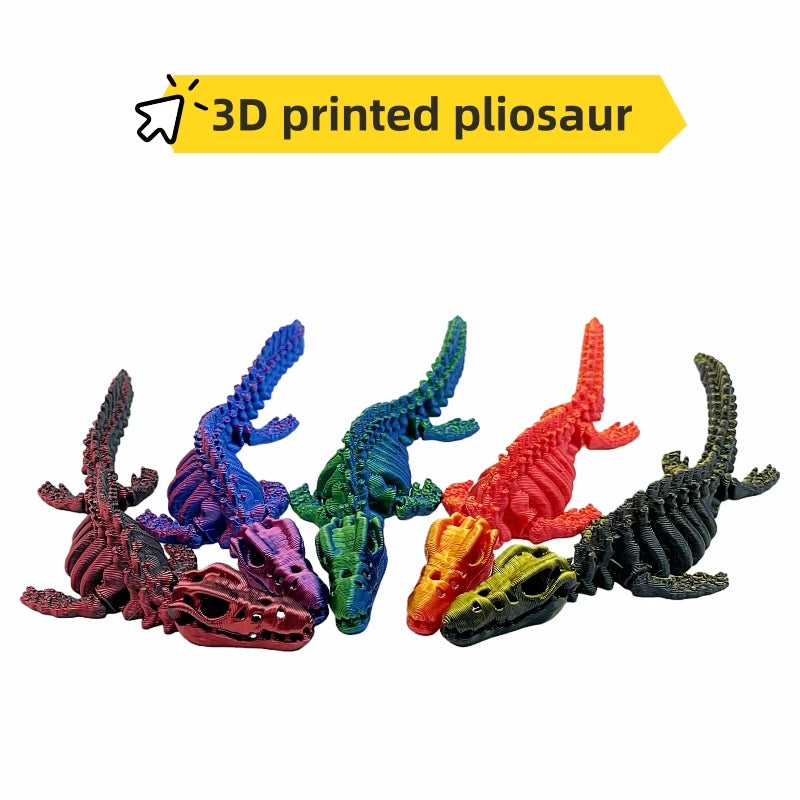 3D printed 3-piece plesiosaur toy figurine, with movable joints, perfect for birthdays, Christmas, Halloween, etc Elk-Valley 3D