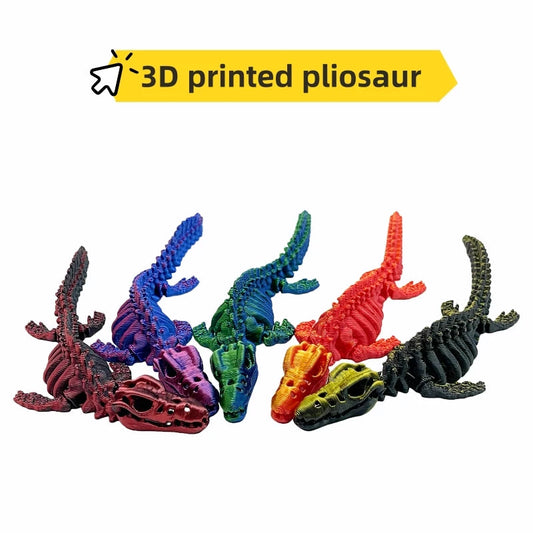 3D printed 3-piece plesiosaur toy figurine, with movable joints, perfect for birthdays, Christmas, Halloween, etc Elk-Valley 3D
