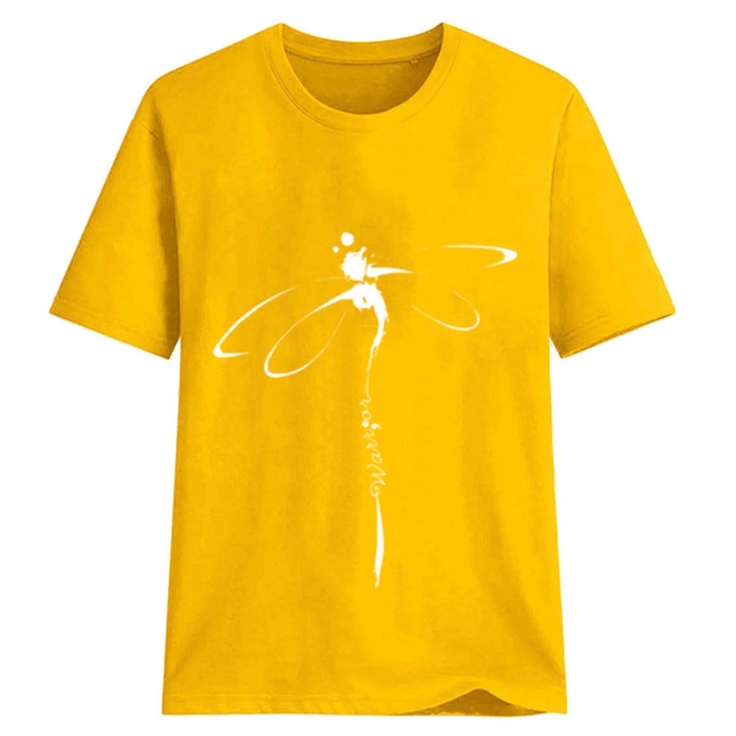 Tops Dragonfly Printed Original Collar Casual Base Shirt Short-sleeved Women's T-shirt Oversized T Shirt Clothes Tees Elk-Valley 3D