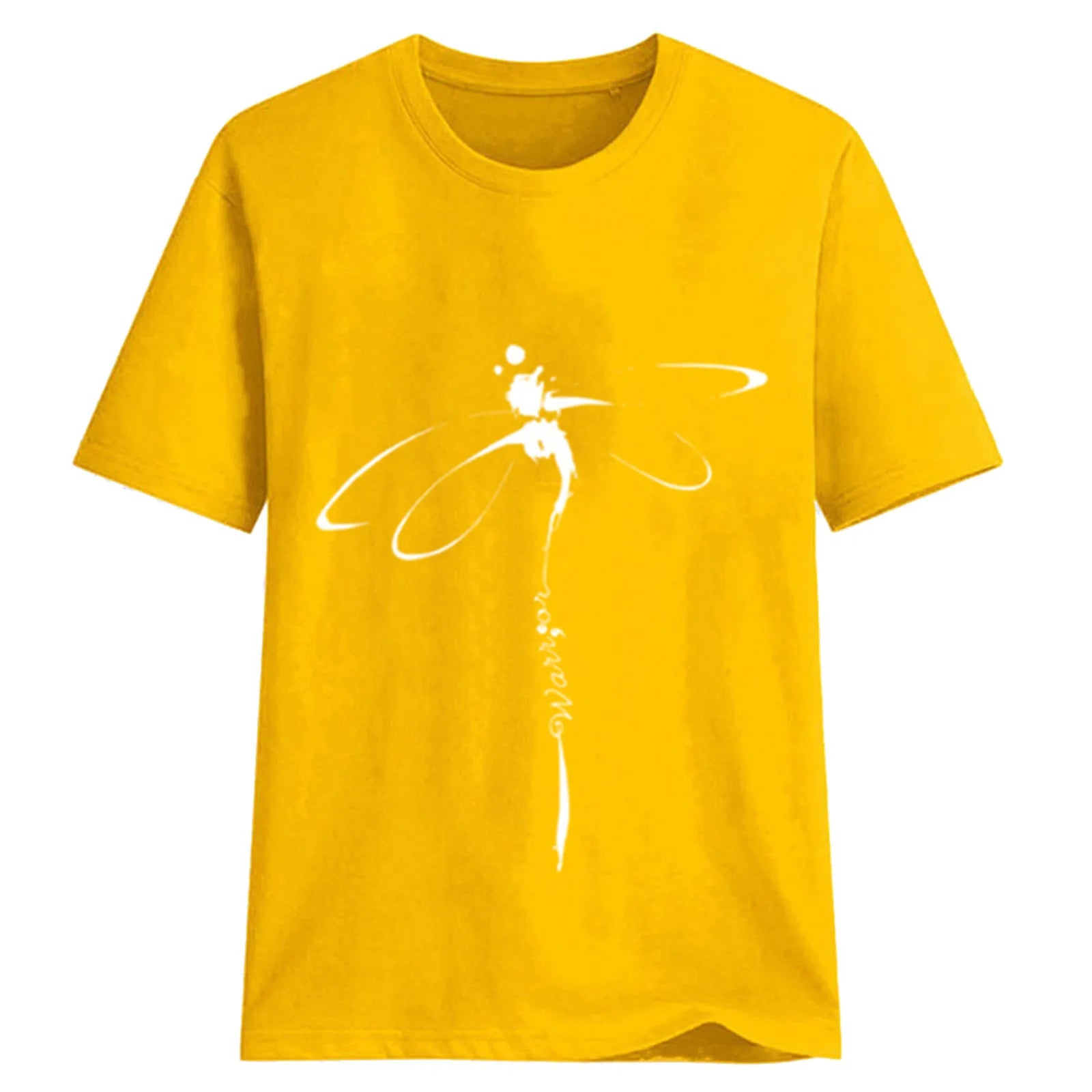Tops Dragonfly Printed Original Collar Casual Base Shirt Short-sleeved Women's T-shirt Oversized T Shirt Clothes Tees Elk-Valley 3D