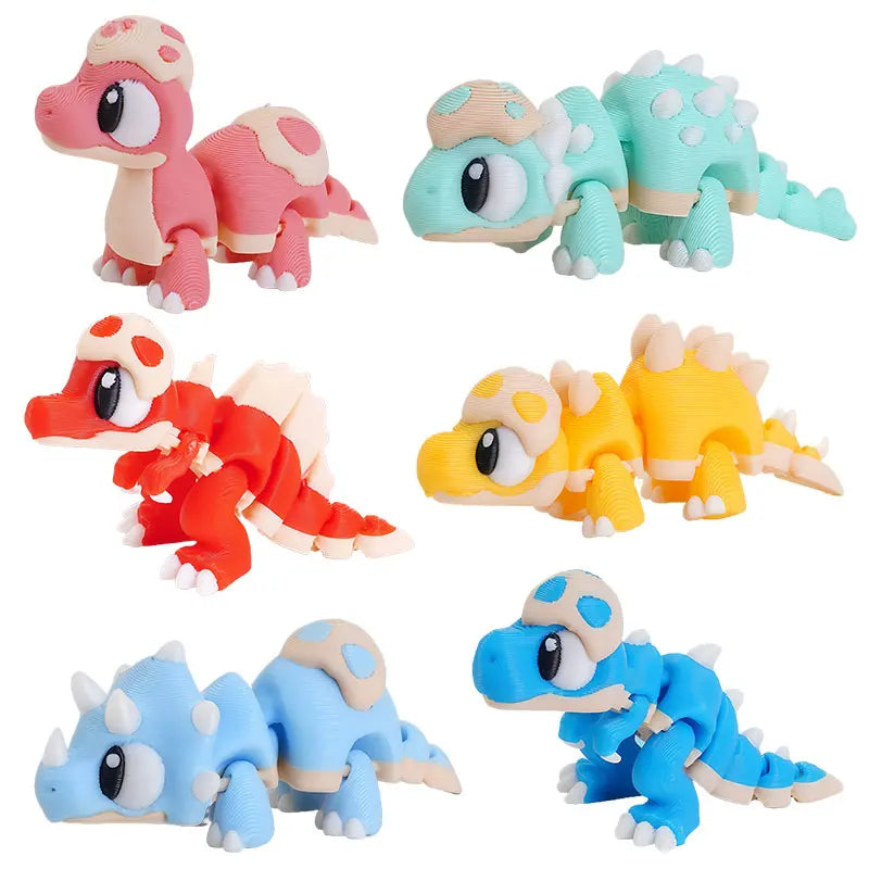 Mini 3D Printed Dinosaur Toys - Movable Joints Egg Shell T-Rex Spinosaurus Triceratops Brachiosaurus for Desktop Creative Decor Elk-Valley 3D