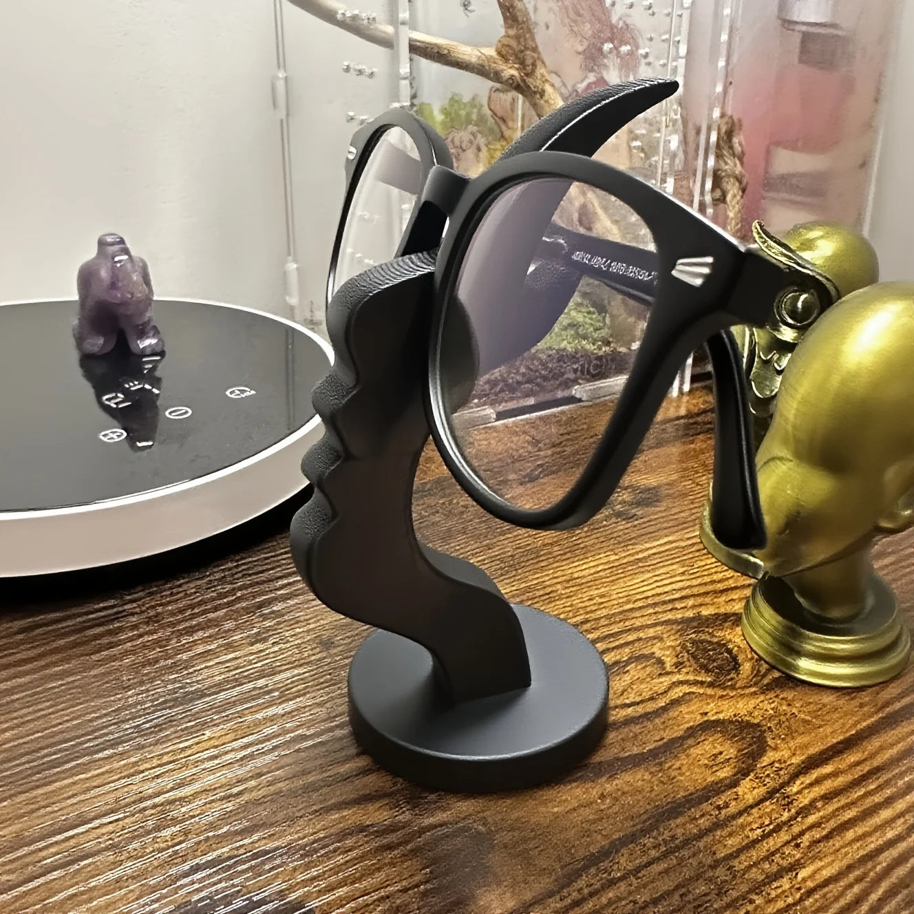 2Pc Creative Side Face Shaped Eyeglass Holder Stand 3D Printed for Glasses Storage Rack Fun Practical Desktop Art Decor Ornament Elk-Valley 3D