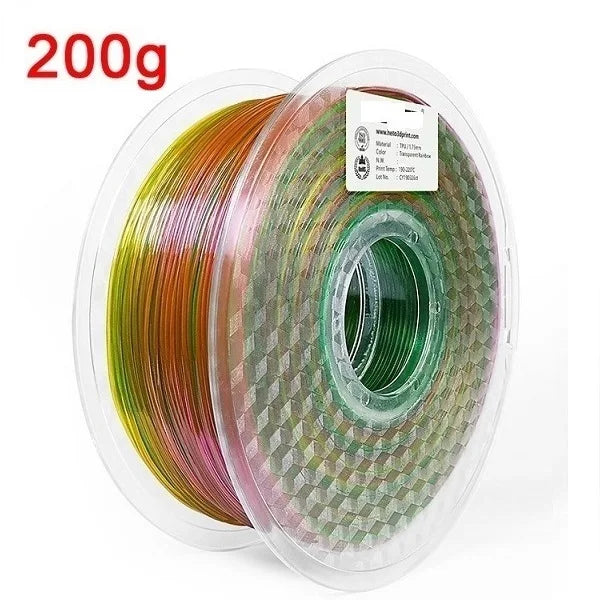 Flexible TPU Filament 1.75mm 1kg/500g/250g/200g Rainbow Color Change Filament TPU 3D Printer TPU Fexible Soft 95A Filament Green Elk-Valley 3D