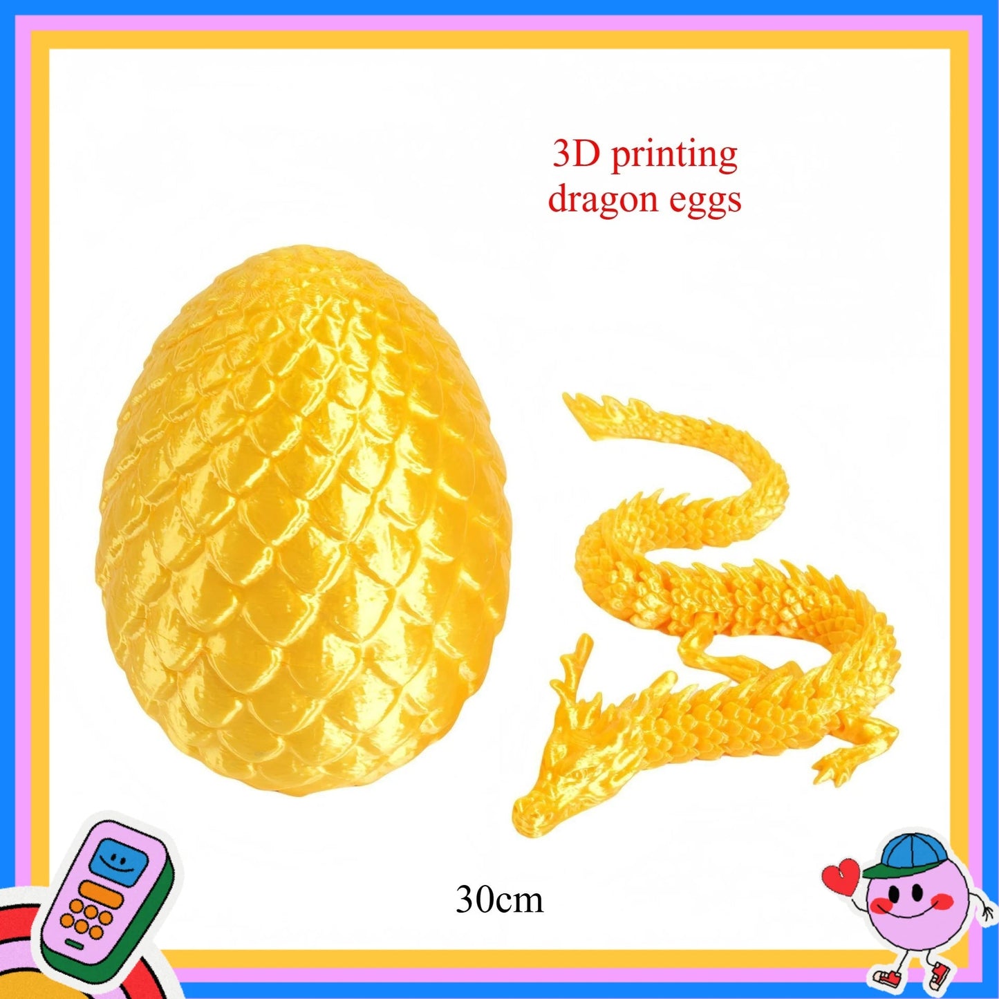 3D Printed Dragon Eggs, Containing Little Dragons, Easter 3D Movable Eggs, Stress-Relieving Toys, Surprise Printed Animal Toys Elk-Valley 3D