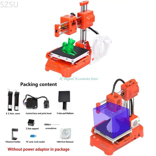 Portable 3D Printer for Beginners FDM Printing with Fast Heating Up USB Connection and Memory Card Slot for New Users