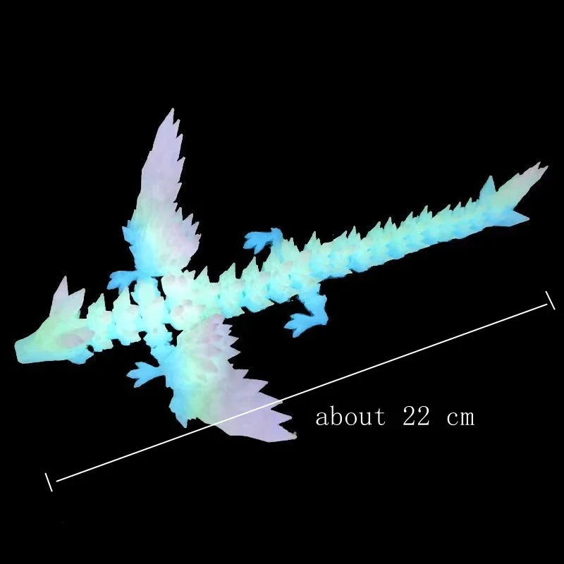 3D Printed Colorful Gem Dragon Figurines Movable Joint Rotatable Articulated Crafts Western Style Miniature Desk Ornament Dragon Elk-Valley 3D